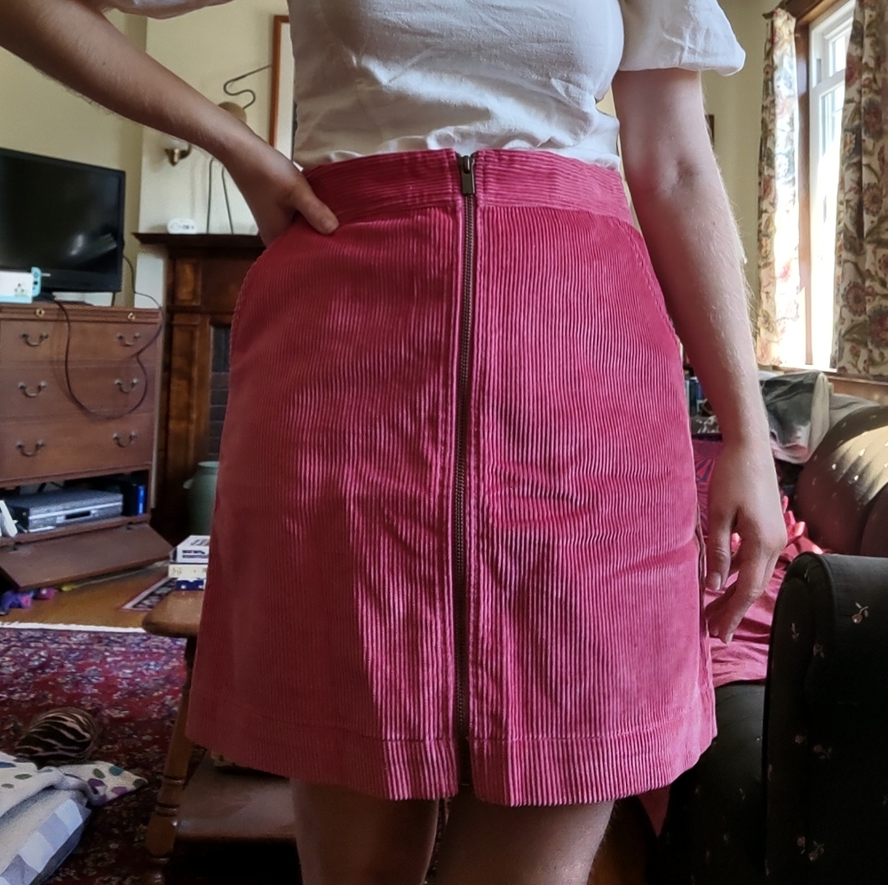 Pink Corduroy Mini Skirt